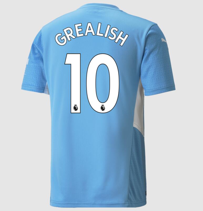 2021/22 Manchester City Home Kit Soccer Jersey with Jack Grealish 10 printing